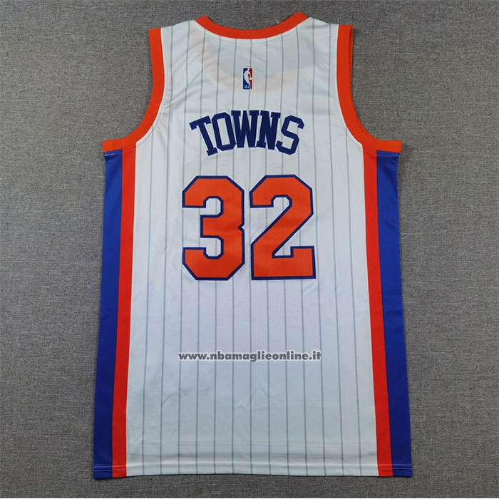 Maglia New York Knicks Karl-Anthony Towns #32 Citta 2024-25 Bianco